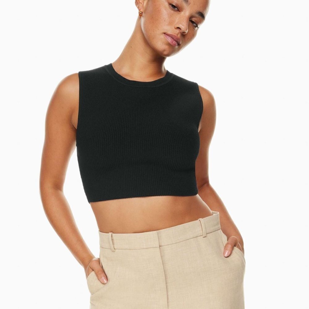 aritzia Babaton Sculpt Knit Muscle Cropped Tank black